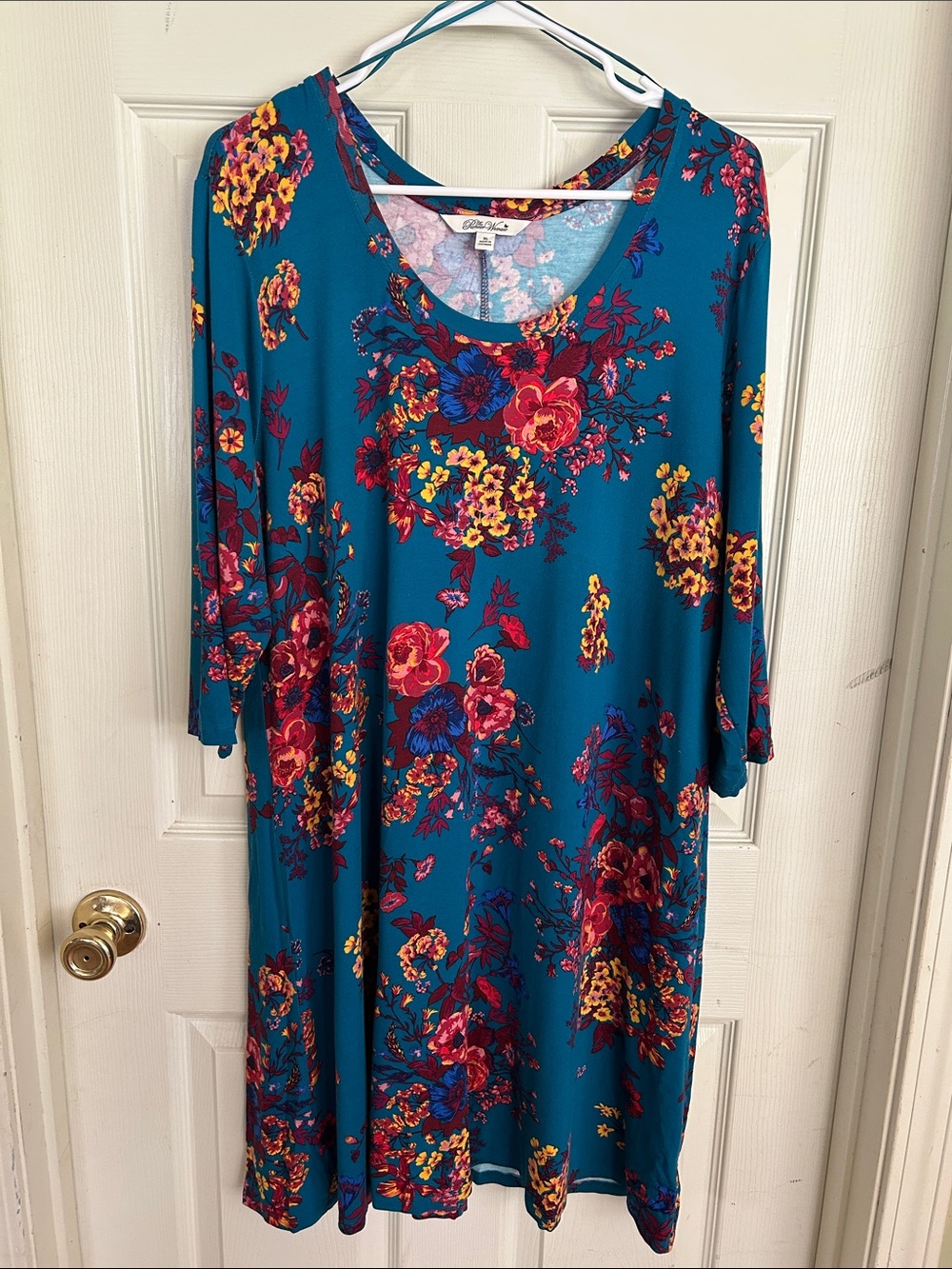 The Pioneer Woman Teal Floral Long Sleeve Swing Dress